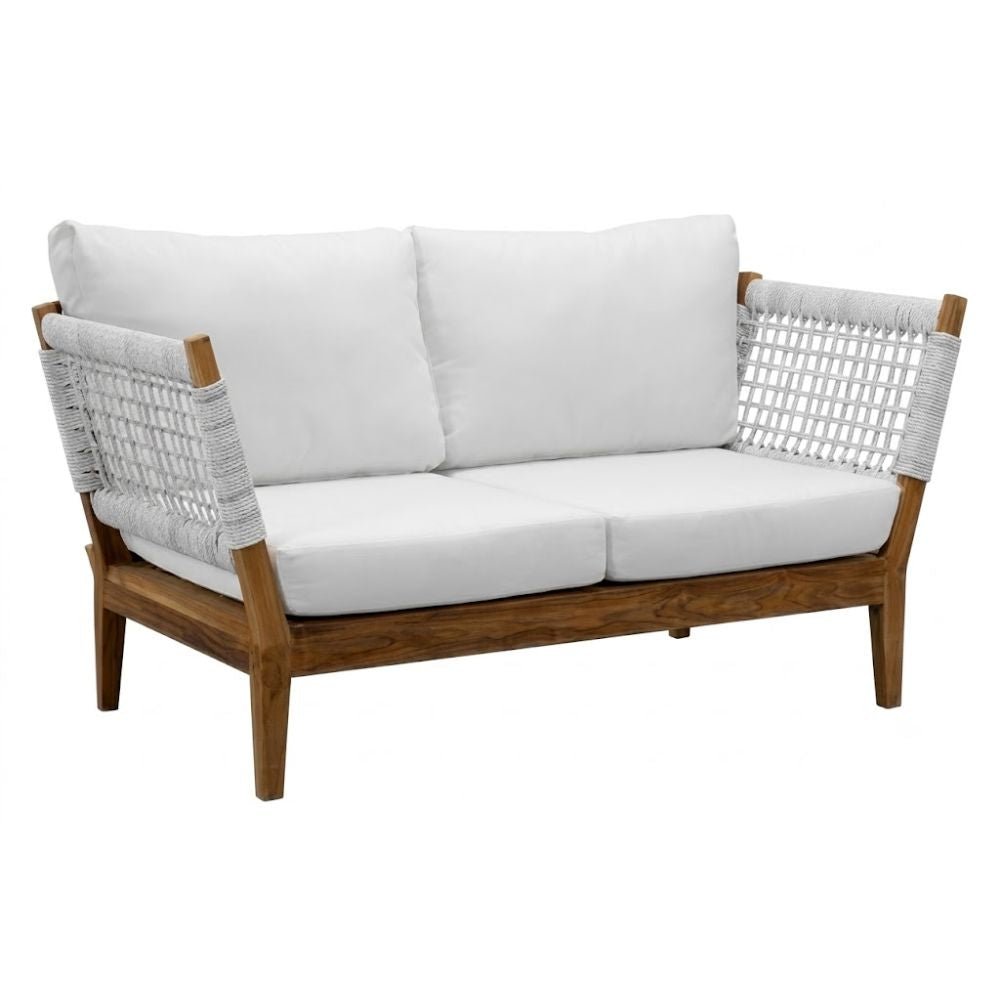 Love Seat de Terraza para Restaurante - NOGAL BEAT ROMANIA - Blanco - Teca y Polyrattan - LOVE SEAT ROMANIA Blanco - CAMCO - NOGAL BEAT - Sofá de Terraza
