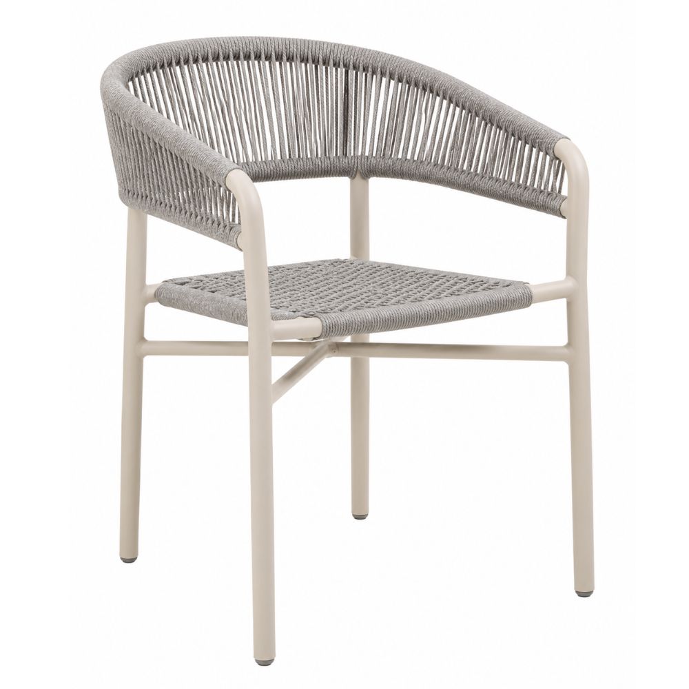 Silla de Terraza NOGAL BEAT ELISA de aluminio y cuerda en color gris claro para uso en la intemperie