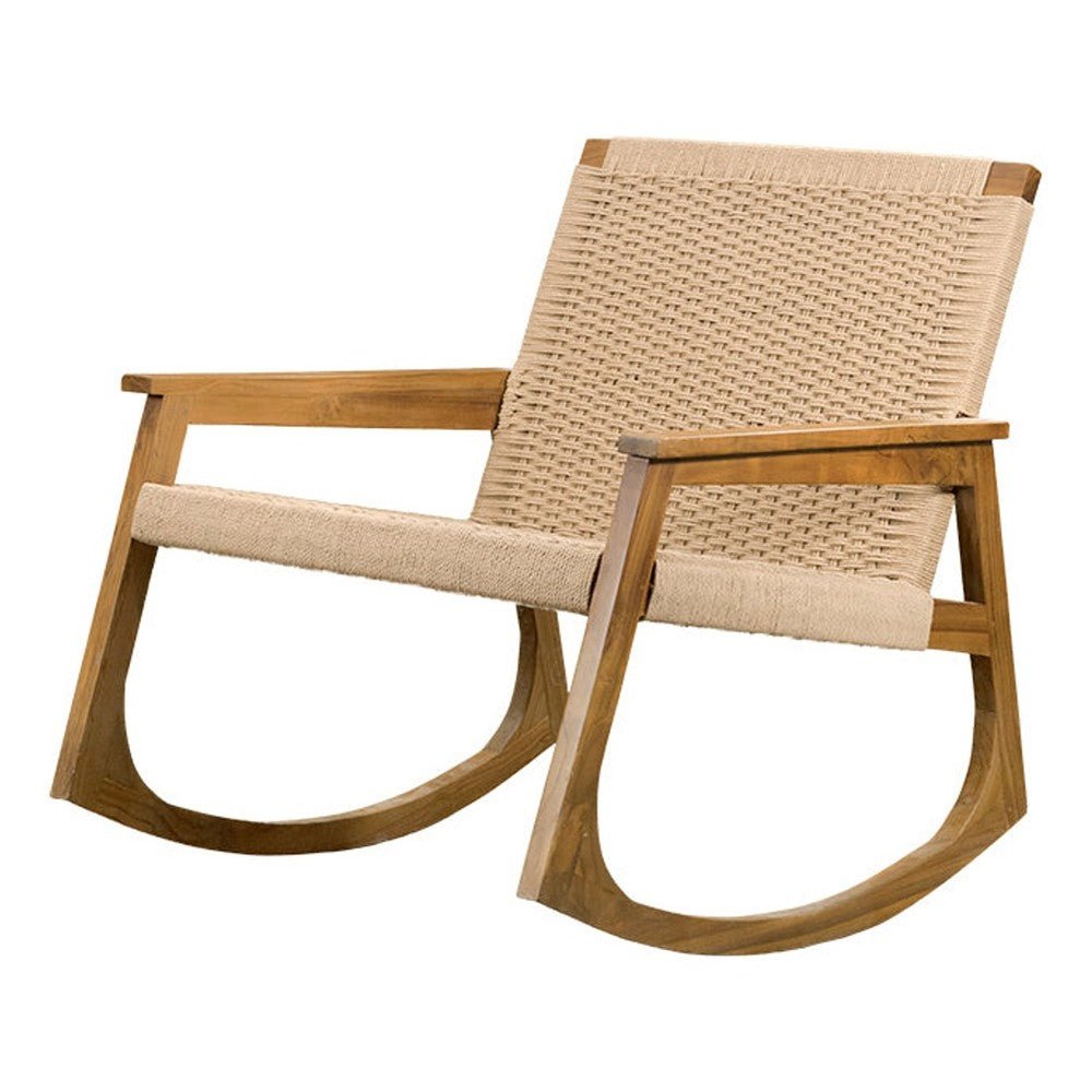 Mecedora de Terraza para Hotel - NOGAL BEAT ROLAND - Natural - Teca y Polyrattan - MECEDORA ROLAND Natural - CAMCO - NOGAL BEAT - Sofá de Terraza