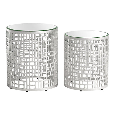Mesa Auxiliar para Área de Descanso - ZUO REDEN - Plata - Cubierta de Espejo y Estructura de Aluminio Pintado - 110153 - Zuo - NOGAL BEAT - Mesa Comercial Interior