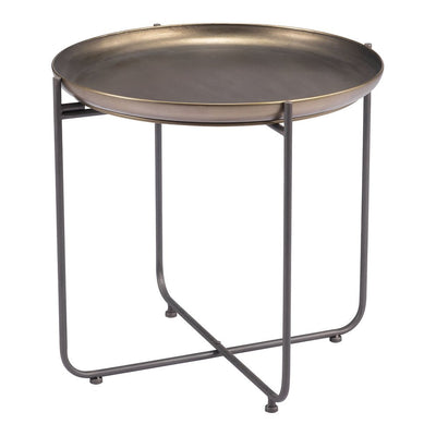 Mesa Auxiliar para Consultorio - ZUO BRONSON - Bronce - Estructura y Cubierta en Acero Pintado - 109596 - Zuo - NOGAL BEAT - Mesa Comercial Interior