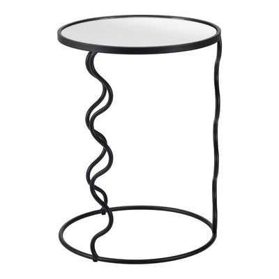 Mesa Auxiliar para Coworking - ZUO BASTIA - Negro - Cubierta de Espejo y Estructura de Acero Pintado - 109834 - Zuo - NOGAL BEAT - Mesa Comercial Interior
