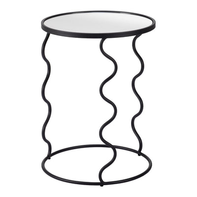 Mesa Auxiliar para Coworking - ZUO BASTIA - Negro - Cubierta de Espejo y Estructura de Acero Pintado - 109834 - Zuo - NOGAL BEAT - Mesa Comercial Interior