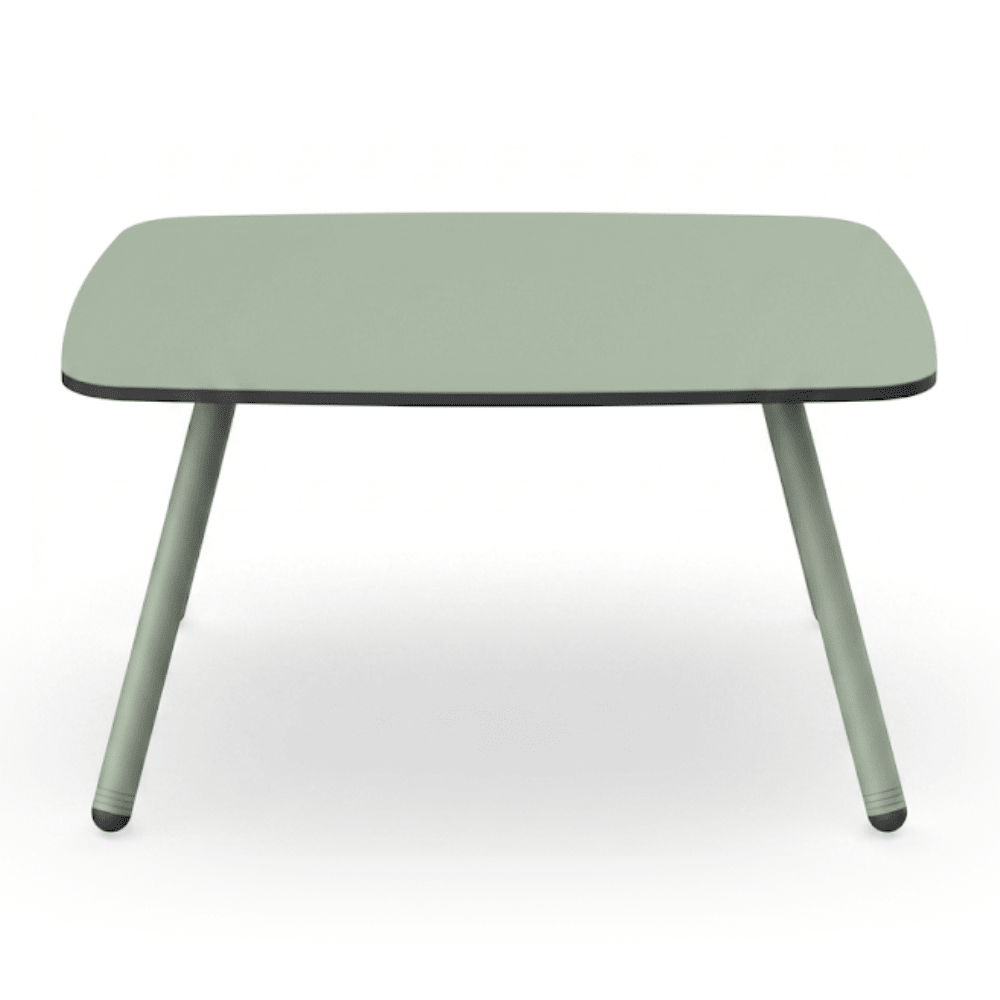 Mesa auxiliar RESOL ANOU con tablero HPL y patas de metal pintado texturizado en varios colores