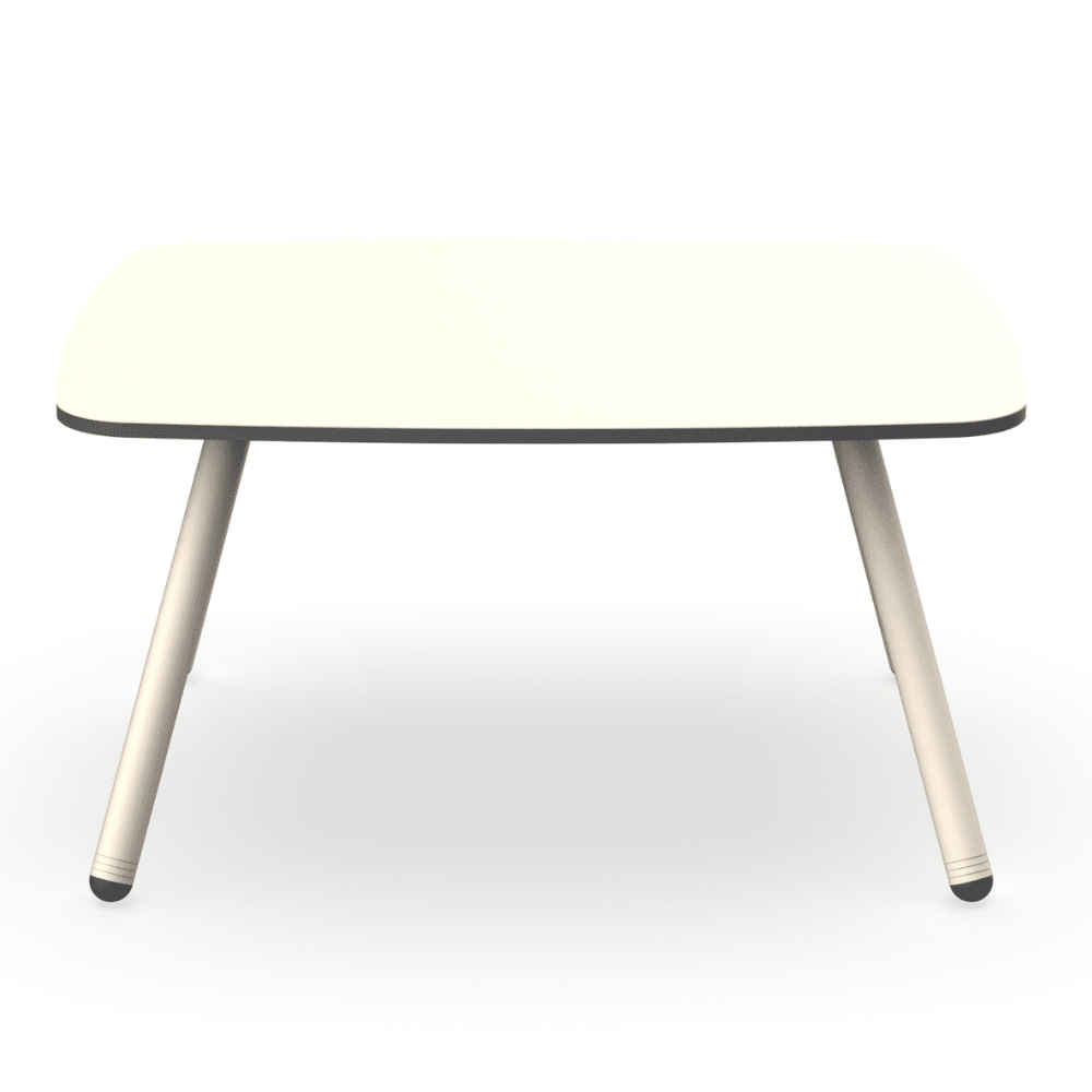 Mesa auxiliar RESOL ANOU con tablero HPL y patas de metal pintado texturizado en varios colores