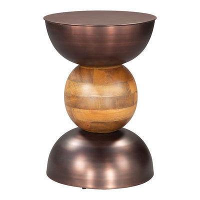 Mesa Auxiliar para Sala de Espera - ZUO TRIPOLI - Bronce - Cubierta de Madera de Mango y Estructura de Hierro Electrochapado - 109777 - Zuo - NOGAL BEAT - Mesa Comercial Interior