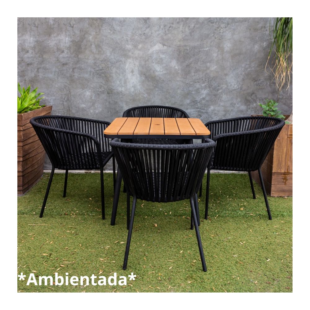 MESA COMEDOR NOGAL BEAT FRESCO MESA | Mesa de Comedor | Aluminio | Polywood | Negro | 4 Personas | Exterior - Fresco mesa comedor - IDELIKA - NOGAL BEAT - Mesas