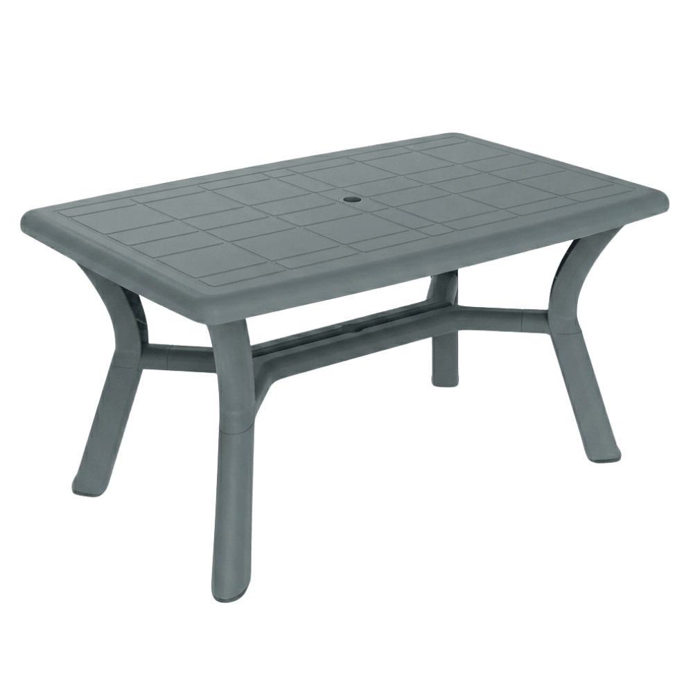 Mesa Comercial al Aire Libre Agujero Parasol - RESOL DALIA 140 X 90 - Varios Colores - 4 Puntas Enlazadas con Tacos Antideslizantes y Protección UV - 6678 - Resol - NOGAL BEAT - Mesa de Terraza