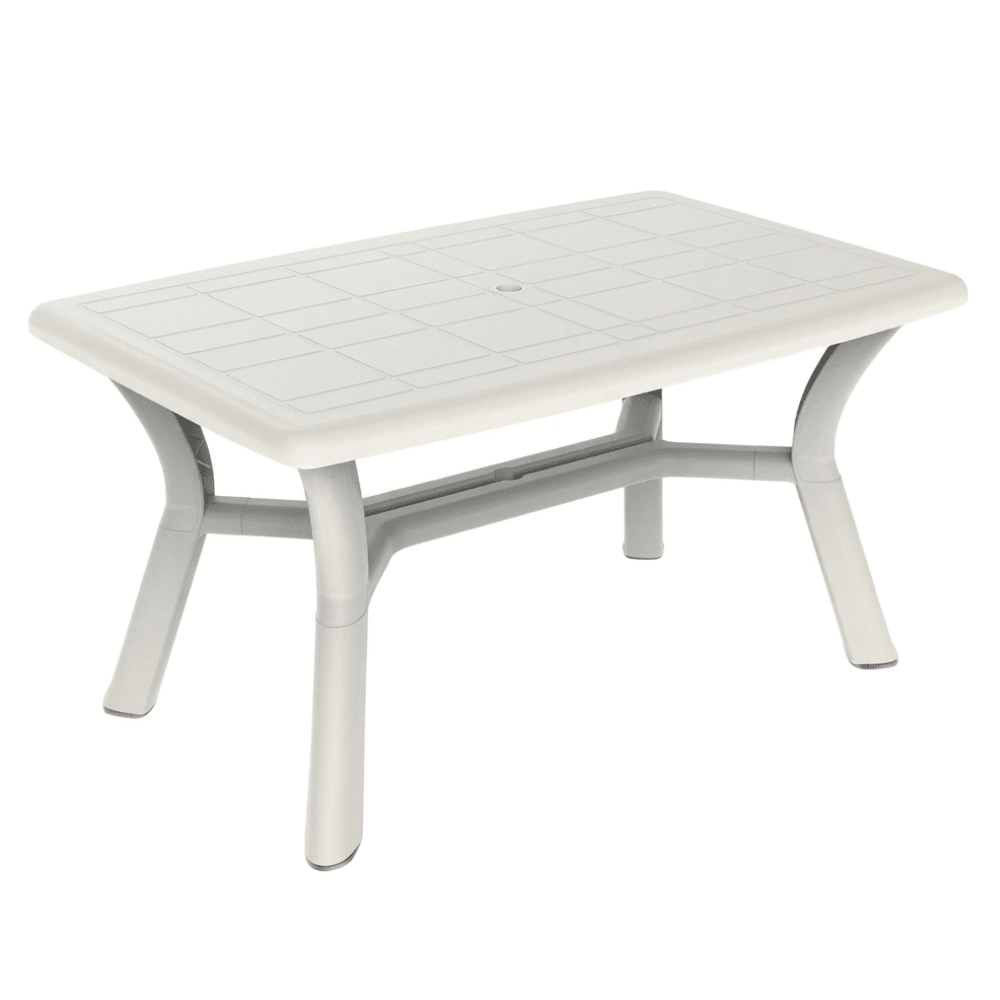 Mesa Comercial al Aire Libre Agujero Parasol - RESOL DALIA 140 X 90 - Varios Colores - 4 Puntas Enlazadas con Tacos Antideslizantes y Protección UV - 5254 - Resol - NOGAL BEAT - Mesa de Terraza