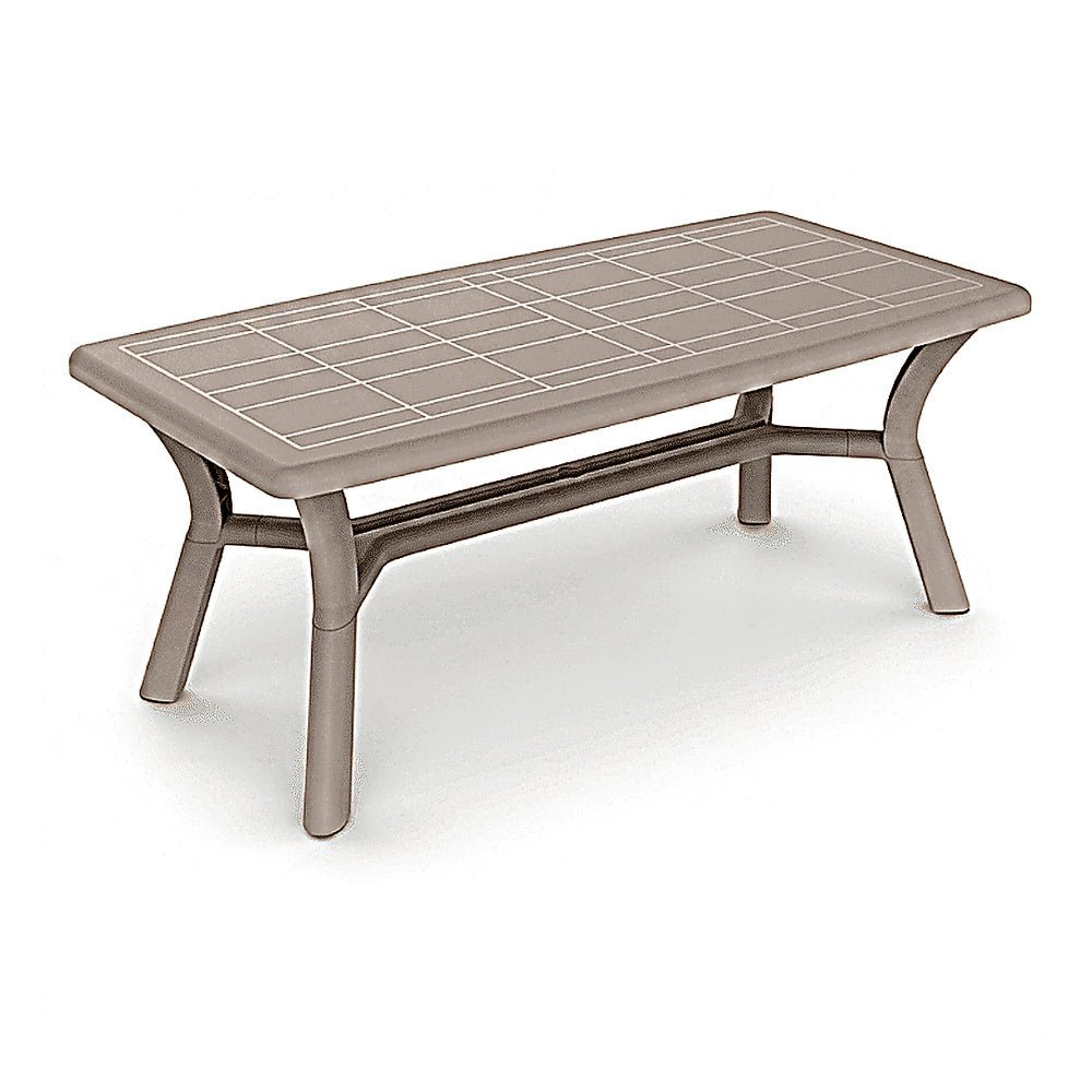 Mesa Comercial al Aire Libre Agujero Parasol - RESOL DALIA 180 X 90 - Varios Colores - 4 Puntas Enlazadas con Tacos Antideslizantes y Protección UV - 06677 - Resol - NOGAL BEAT - Mesa de Terraza