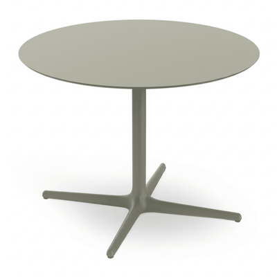 Mesa Comercial al Aire Libre Circular Baja - RESOL TOLEDO XL - Varios Colores - Estructura de Aluminio y Sobre Compacto Fenólico - 05875 - Resol - NOGAL BEAT - Mesa de Terraza
