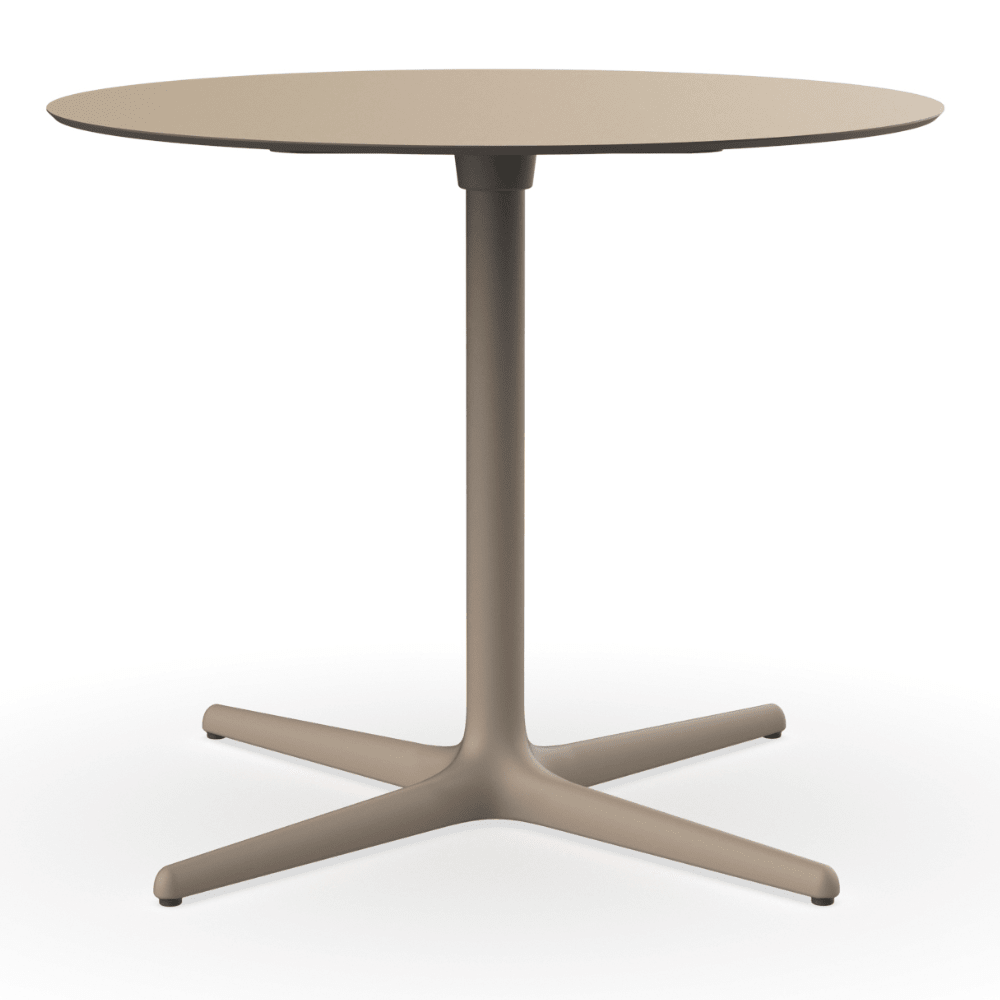 Mesa circular RESOL TOLEDO XL con estructura de aluminio y sobre de compacto fenólico HPL en varios colores
