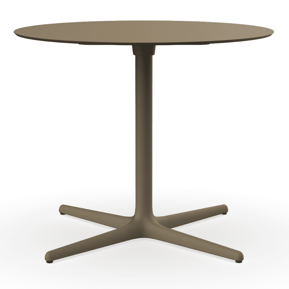 Mesa circular RESOL TOLEDO XL con estructura de aluminio y sobre de compacto fenólico HPL en varios colores