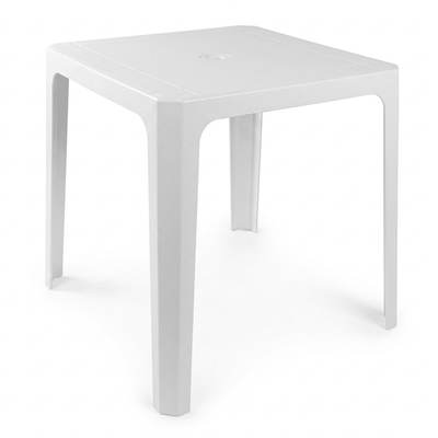 Mesa Comercial al Aire Libre Monobloc - RESOL BEACH BAR - Blanco - 4 Puntas con Agujero Parasol y Protección UV Apilable - 59506 - Resol - NOGAL BEAT - Mesa de Terraza