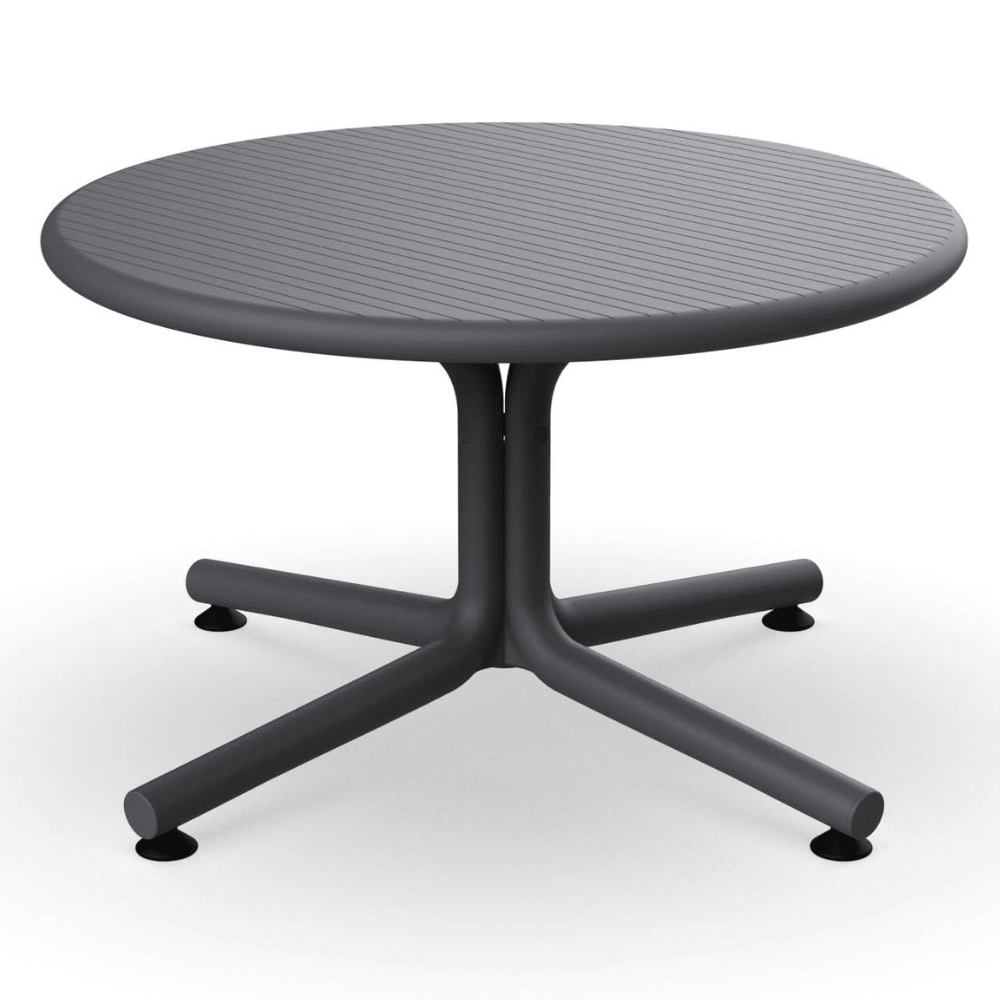 Mesa circular baja RESOL BINI LOUNGE de polipropileno con fibra de vidrio en varios colores