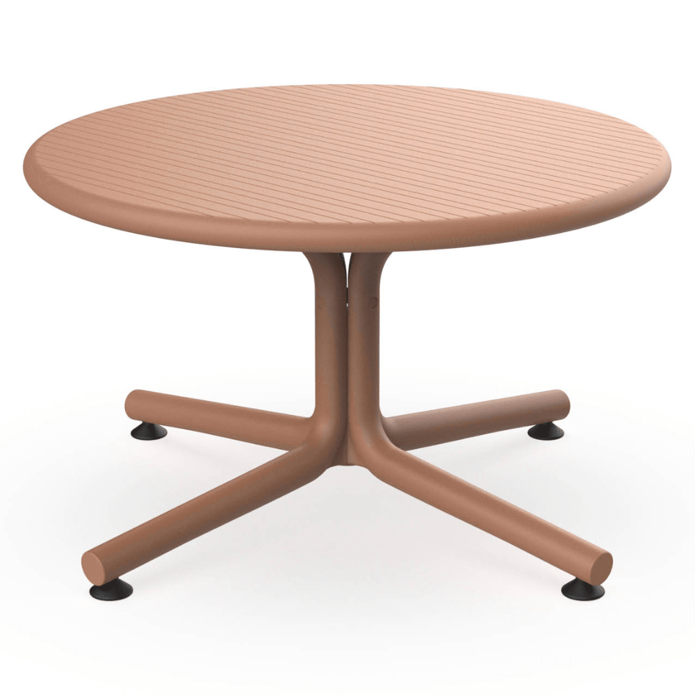 Mesa circular baja RESOL BINI LOUNGE de polipropileno con fibra de vidrio en varios colores