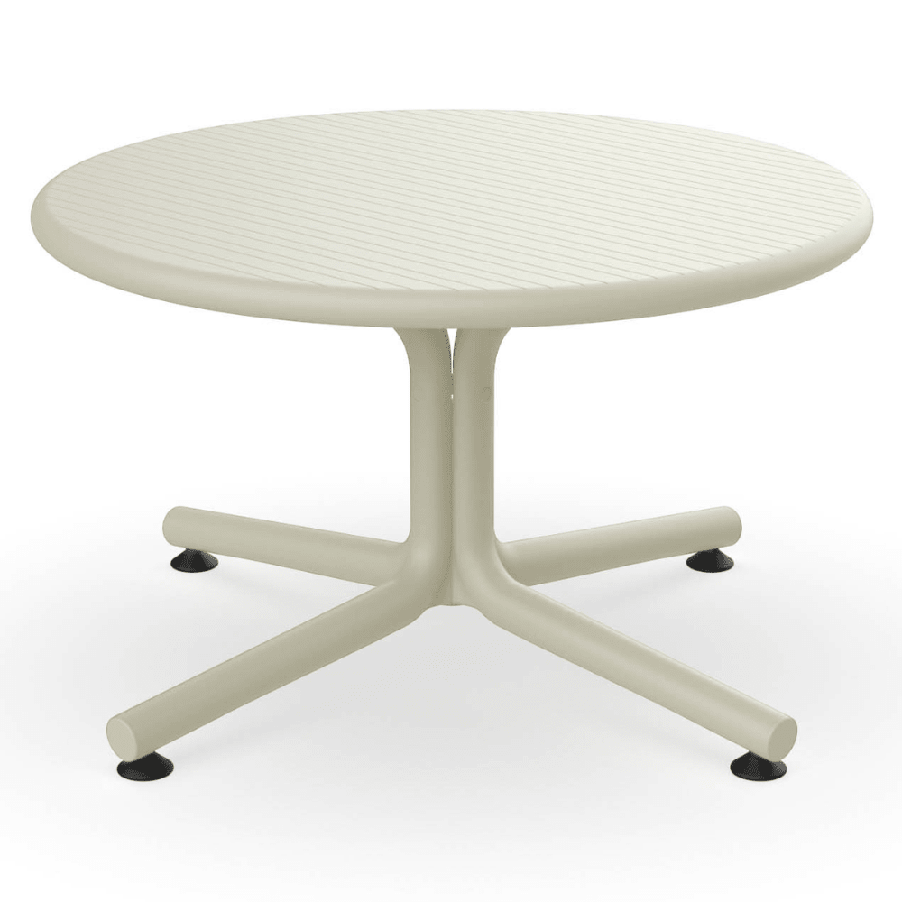 Mesa circular baja RESOL BINI LOUNGE de polipropileno con fibra de vidrio en varios colores