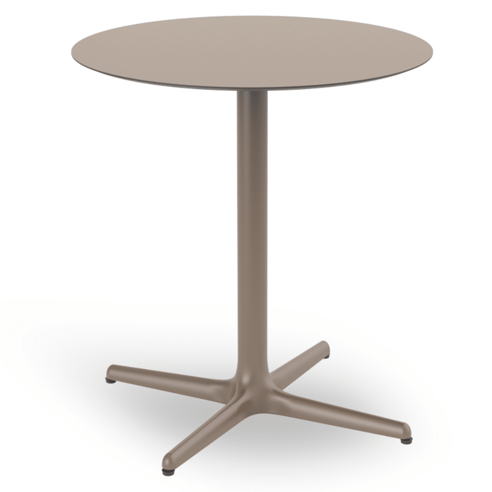 Mesa circular RESOL TOLEDO Ø70 con estructura de aluminio y sobre de compacto fenólico HPL en varios colores