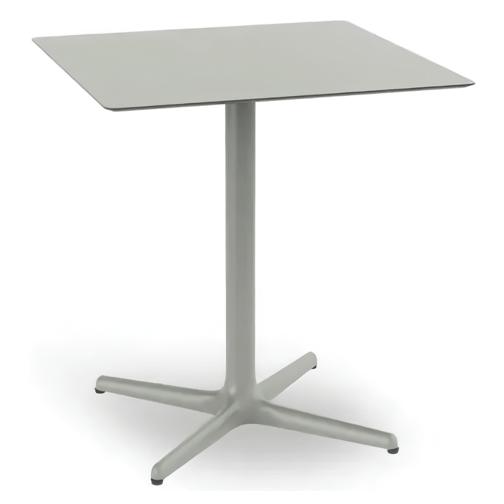 Mesa cuadrada baja Resol Toledo 70x70 con estructura de aluminio y sobre de compacto fenólico HPL.