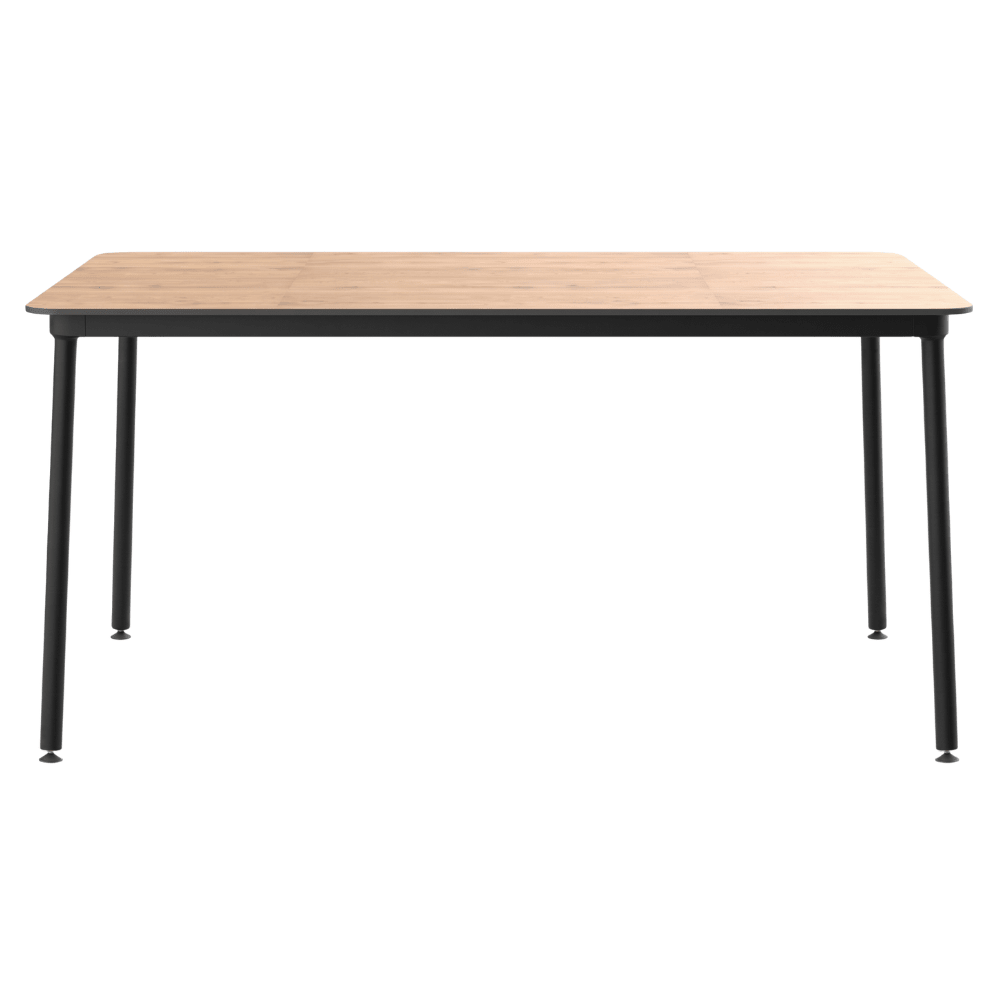 Mesa comercial Resol Hub 150x90 con estructura de aluminio lacado y tablero de HPL