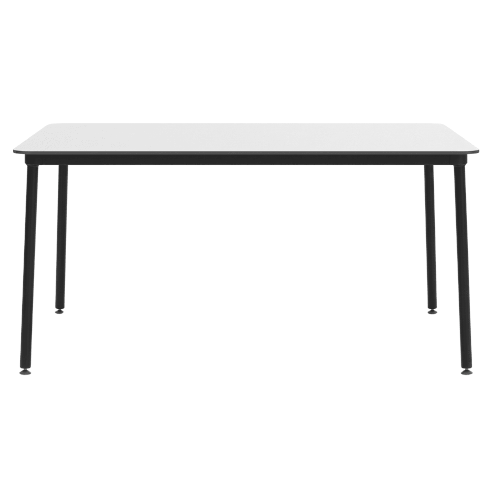 Mesa comercial Resol Hub 150x90 con estructura de aluminio lacado y tablero de HPL