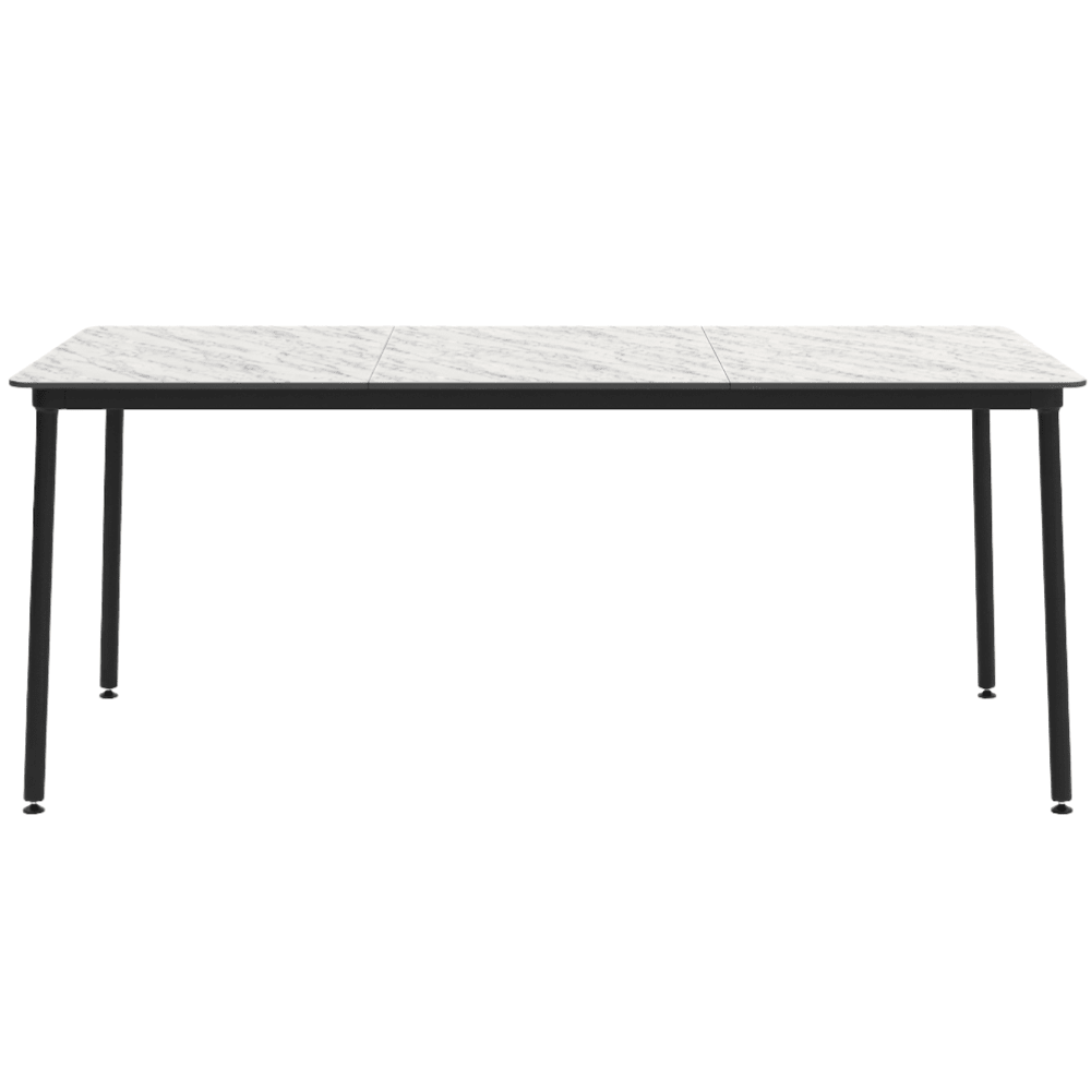 Mesa comercial Resol Hub 180x90 con estructura de aluminio lacado y tablero HPL