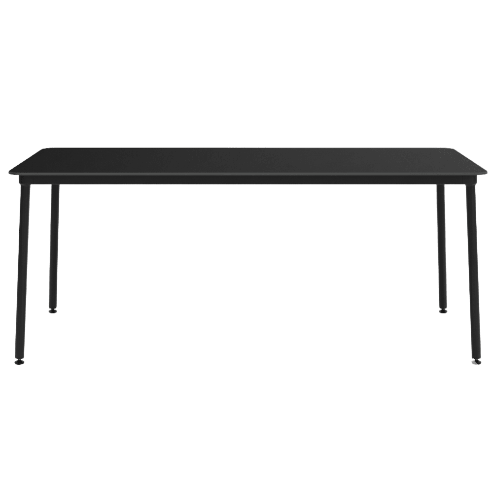 Mesa comercial Resol Hub 180x90 con estructura de aluminio lacado y tablero HPL