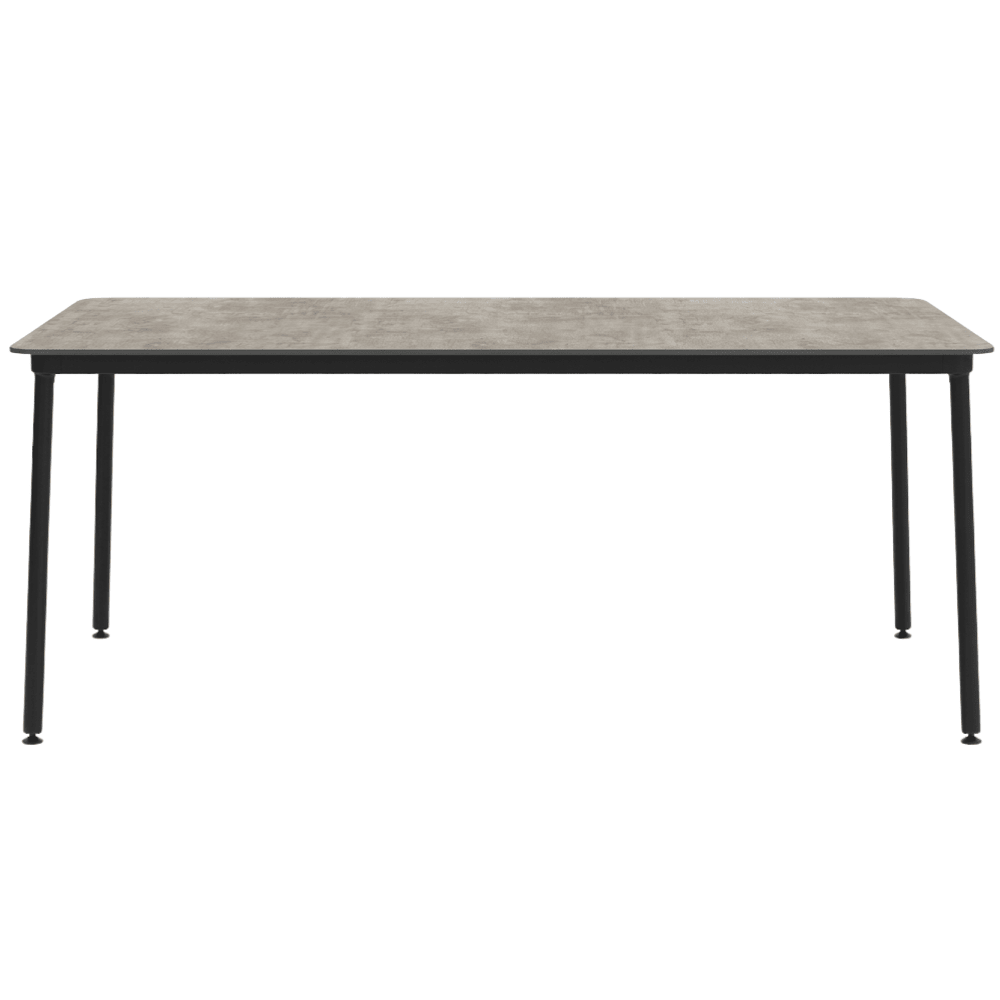 Mesa comercial Resol Hub 180x90 con estructura de aluminio lacado y tablero HPL