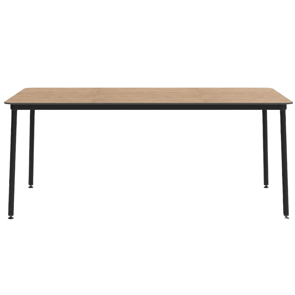 Mesa comercial Resol Hub 180x90 con estructura de aluminio lacado y tablero HPL