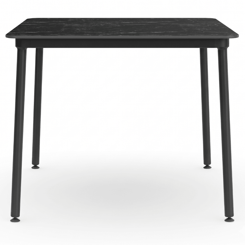 Mesa cuadrada RESOL HUB 80x80 con tablero HPL y estructura de aluminio lacado