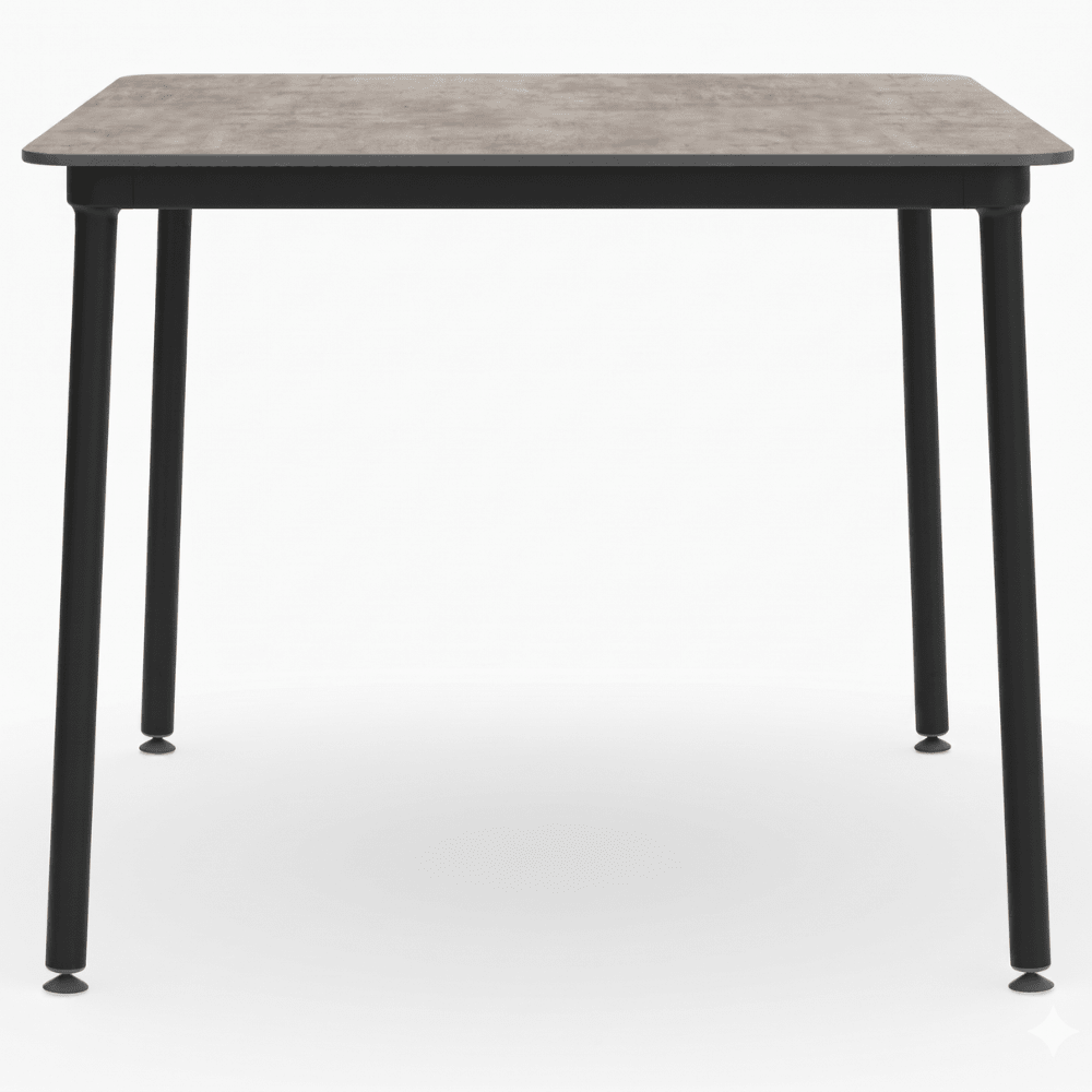 Mesa cuadrada RESOL HUB 80x80 con tablero HPL y estructura de aluminio lacado