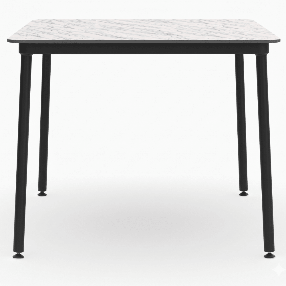 Mesa cuadrada RESOL HUB 80x80 con tablero HPL y estructura de aluminio lacado