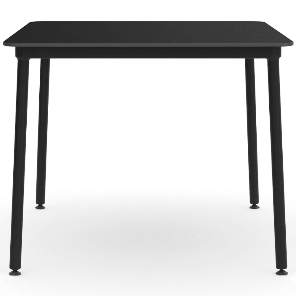 Mesa cuadrada RESOL HUB 80x80 con tablero HPL y estructura de aluminio lacado
