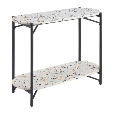 Mesa Consola para Sala de Espera - ZUO TUXEDO - Multicolor - Cubierta de Piedra Símil Terrazo y Estructura de Acero Sableado - 110322 - Zuo - NOGAL BEAT - Mesa Comercial Interior