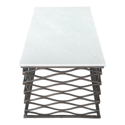Mesa de Centro para Lounge - ZUO DUCHESS - Varios Colores - Cubierta de Mármol Natural y Estructura de Aluminio Chapado - 109457 - Zuo - NOGAL BEAT - Mesa Comercial Interior