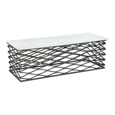 Mesa de Centro para Lounge - ZUO DUCHESS - Varios Colores - Cubierta de Mármol Natural y Estructura de Aluminio Chapado - 109457 - Zuo - NOGAL BEAT - Mesa Comercial Interior