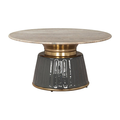 Mesa de Centro para Sala de Espera - ZUO GLASA - Multicolor - Cubierta de Mármol Natural y Estructura de Hierro Electrochapado - 110626 - Zuo - NOGAL BEAT - Mesa Comercial Interior