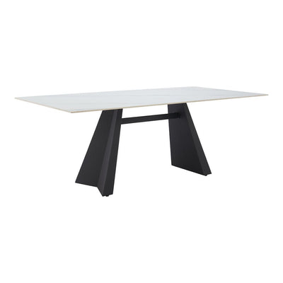 Mesa de Comedor para Bistró - ZUO INKY - Blanco - Cubierta de Piedra Sinterizada Símil Mármol y Estructura de Acero con Recubrimiento en Polvo - 110355 - Zuo - NOGAL BEAT - Mesa Comercial Interior