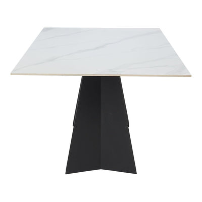 Mesa de Comedor para Bistró - ZUO INKY - Blanco - Cubierta de Piedra Sinterizada Símil Mármol y Estructura de Acero con Recubrimiento en Polvo - 110355 - Zuo - NOGAL BEAT - Mesa Comercial Interior