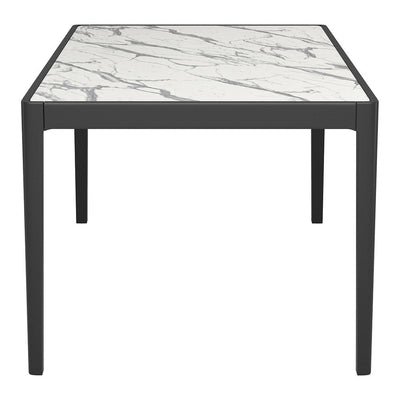 Mesa de Comedor para Desayunador - ZUO TOKAI - Blanco - Cubierta de Piedra HPL Símil Mármol y Estructura de Madera de Hule - 110087 - Zuo - NOGAL BEAT - Mesa Comercial Interior