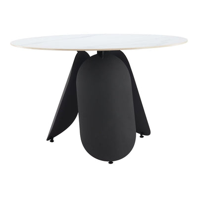 Mesa de Comedor para Food Court - ZUO TORU - Blanco - Cubierta de Piedra Sinterizada Símil Mármol y Estructura de Acero con Recubrimiento en Polvo - 110349 - Zuo - NOGAL BEAT - Mesa Comercial Interior