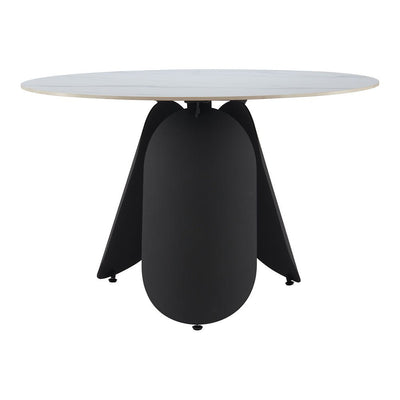Mesa de Comedor para Food Court - ZUO TORU - Blanco - Cubierta de Piedra Sinterizada Símil Mármol y Estructura de Acero con Recubrimiento en Polvo - 110349 - Zuo - NOGAL BEAT - Mesa Comercial Interior