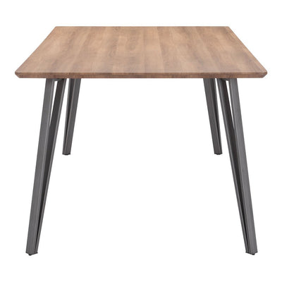 Mesa de Comedor para Hotel - ZUO PERPIGNAN - Café - Cubierta de MDF Símil Madera y Estructura de Acero Pintado - 101888 - Zuo - NOGAL BEAT - Mesa Comercial Interior