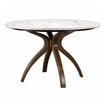Mesa de Terraza para Áreas de Estar - NOGAL BEAT NOEL - Varios Colores - Madera de Roble y Cubierta de Hpl - MESA NOEL D:127 Blanco marble - CAMCO - NOGAL BEAT - Mesa de Terraza