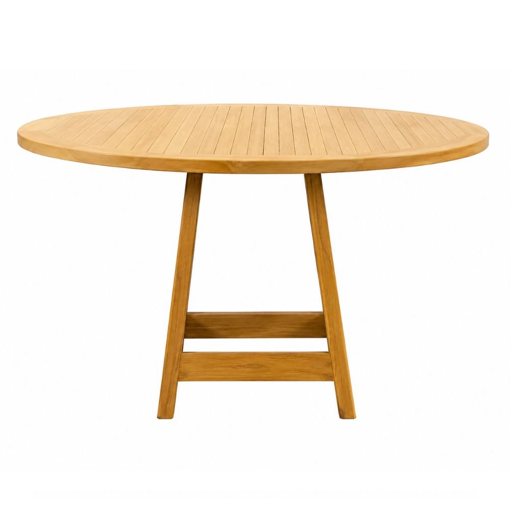Mesa de Terraza para Áreas de Estar - NOGAL BEAT PARQUETA - Ø160 cm - Natural - Madera Teca - MESA PARQUETA D:160 Natural - CAMCO - NOGAL BEAT - Mesa de Terraza