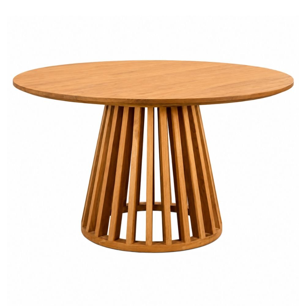 Mesa de Terraza para Cafetería - NOGAL BEAT ROBERTA - Ø150 cm - Natural - Madera Teca - MESA ROBERTA D:150 Natural - CAMCO - NOGAL BEAT - Mesa de Terraza