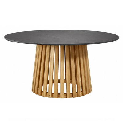 Mesa de Terraza para Hotel - NOGAL BEAT MARBELLA - Varios Colores - Madera Teca y Mármol - MESA MARBELLA D:150 Gris mármol - CAMCO - NOGAL BEAT - Mesa de Terraza