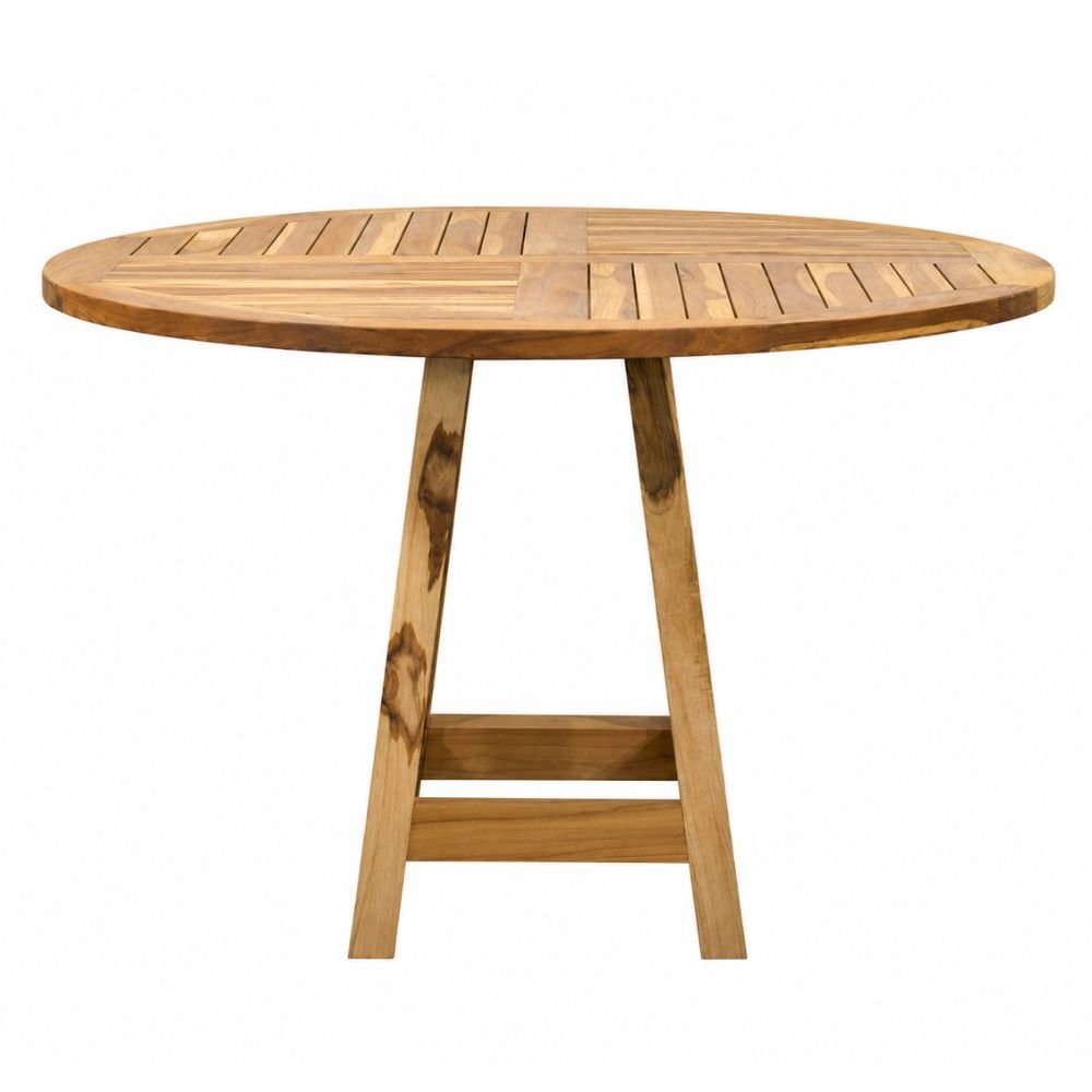 Mesa de Terraza para Hotel - NOGAL BEAT PARQUETE - Ø135 cm - Natural - Madera Teca - MESA PARQUETE D:135 Natural - CAMCO - NOGAL BEAT - Mesa de Terraza