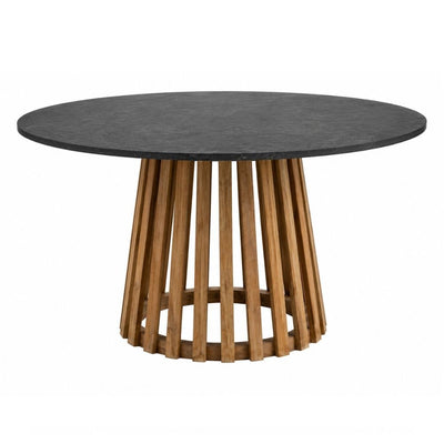 Mesa de Terraza para Zona de Jardín - NOGAL BEAT MARBELLA - Gris - Madera Teca y Granito - MESA MARBELLA D:140 Gris granito - CAMCO - NOGAL BEAT - Mesa de Terraza