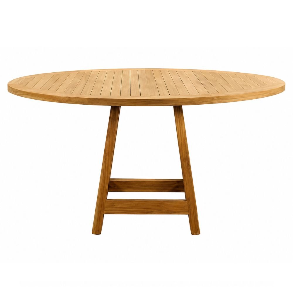 Mesa de Terraza para Zona de Jardín - NOGAL BEAT PARQUETA - Ø140 cm - Natural - Madera Teca - MESA PARQUETA D:140 Natural - CAMCO - NOGAL BEAT - Mesa de Terraza